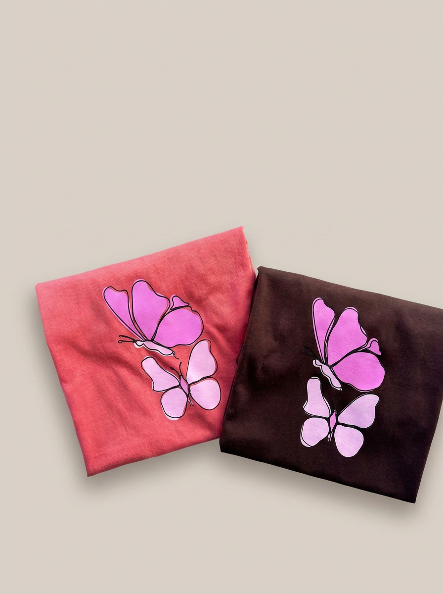 T-Shirt Borboletas Rosa