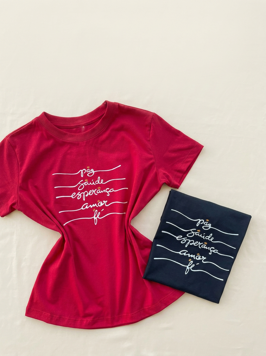 T-Shirt Paz Saúde Esperança Amor Fé